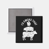 Chef Butcher Bbq I'd Smoke That Pork Beef Funny Fa Magneet (Voorkant / Achterkant)