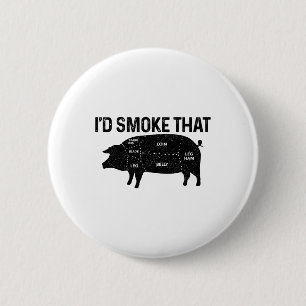 Chef Butcher BBQ Ik rookte dat varkensvarken grapp Ronde Button 5,7 Cm