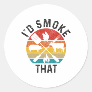 Chef Butcher BBQ Ik zou die grappige Vaderdag roke Ronde Sticker