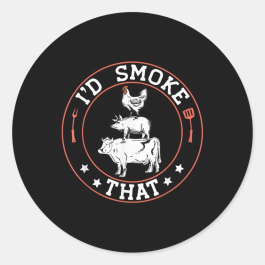 Chef Butcher BBQ Smoker is die barbecueput roken Ronde Sticker (Voorkant)