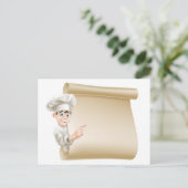 Chef caricaturiste et menu (Debout devant)