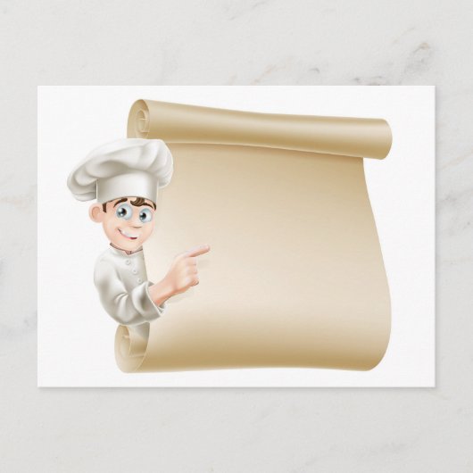 Chef caricaturiste et menu (Devant)