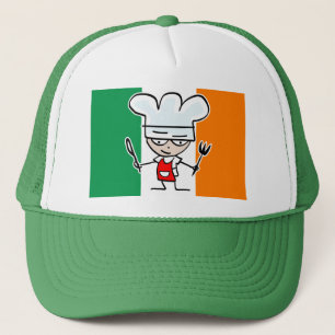 Chef casquette avec drapeau irlandais et dessin an