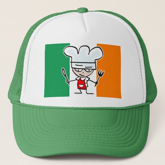 Chef casquette avec drapeau irlandais et dessin an (Devant)