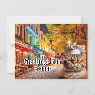 Chef Cat stuurt Groeten vanuit Frankrijk Briefkaart