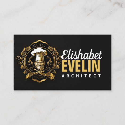 Chef Catering Goud Modern Zwart capung657 Visitekaartje (Voorkant)