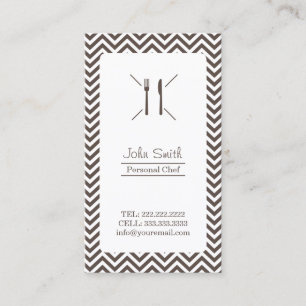 Chef Catering Plain Brown Chevron Stripes Visitekaartje