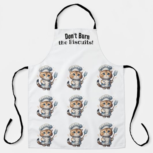 Chef Chat Whimsy Tout-Sur-Imprimer Tablier (Recto)