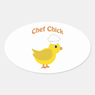 Chef Chick Ovale Sticker
