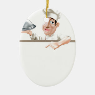 Chef cloche en menu keramisch ornament