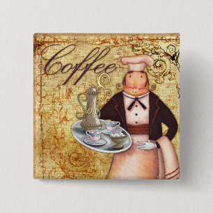 Chef Coffee Vierkante Button 5,1 Cm