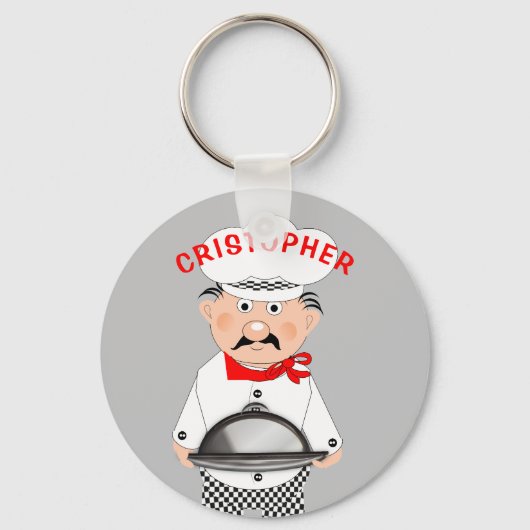 Chef Cook Funny Cute gepersonaliseerd Sleutelhanger (Voorkant)