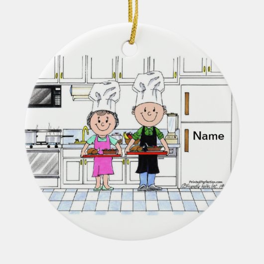 Chef Couple, met Pet Keramisch Ornament (Voorkant)