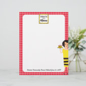 Chef cuisinière rétro abeille homestyle menu en-tê (Debout devant)