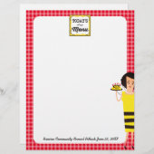 Chef cuisinière rétro abeille homestyle menu en-tê (Devant / Derrière)