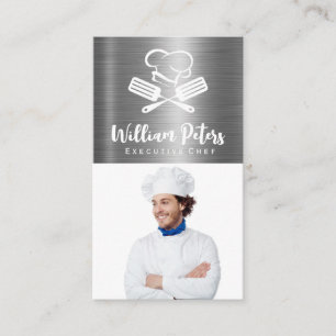 Chef   Culinaire Logo   Metalen achtergrond Visitekaartje