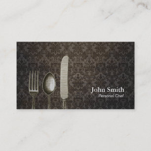 Chef  Damask Antiek Silverware Visitekaartje