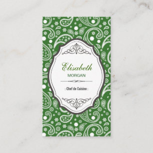 Chef de Cuisine - Retro Paisley Pattern Visitekaartje