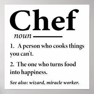 Chef Definitie Grappige Koken Chef Poster