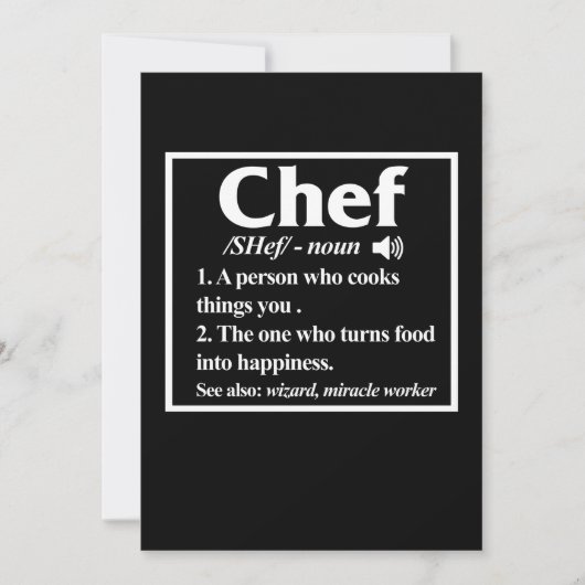 Chef Definition Cook Cooking Kitchen Food Maker Bedankkaart (Voorkant)