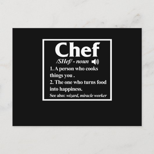 Chef Definition Cook Cooking Kitchen Food Maker Uitnodiging Briefkaart (Voorkant)
