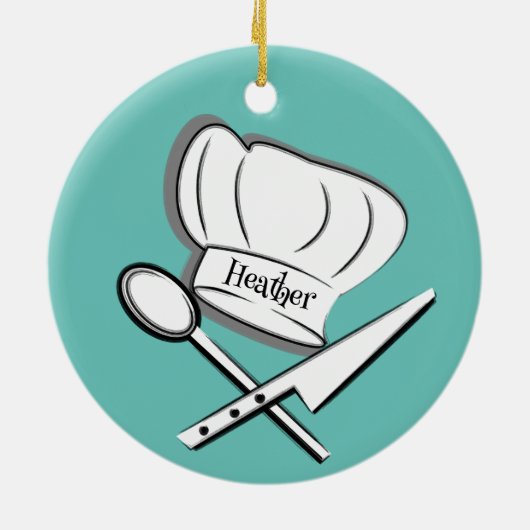 Chef Design Ceramic Ornament (Achterkant)