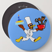 Chef Ducky Kazoo Blue Cartoon Button (Voorkant /achterkant)