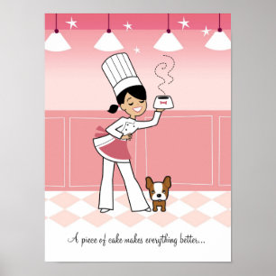 Chef en hond in het Poster van Keuken