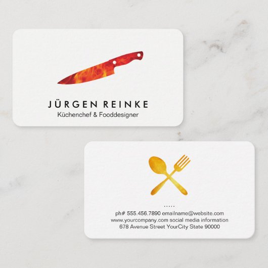 Chef exécutif Slate Fire Couteau Carte de visite (Devant / Derrière)