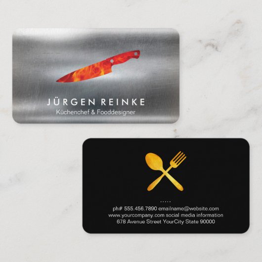 Chef exécutif Slate Fire Couteau Carte de visite (Devant / Derrière)