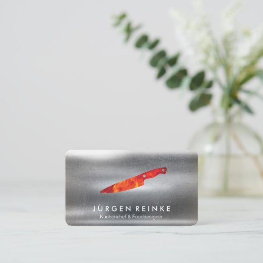 Chef exécutif Slate Fire Couteau Carte de visite (Debout devant)