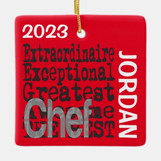 Chef Extraordinaire CUSTOM Keramisch Ornament (Voorkant)
