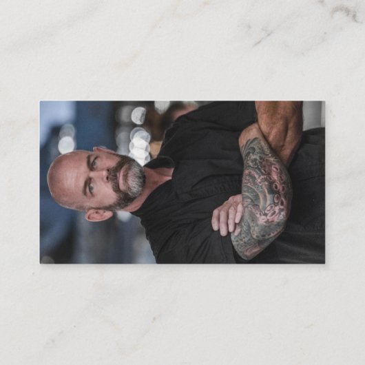 Chef Faux Steel Custom Photo QR Code Visitekaartje (Achterkant)