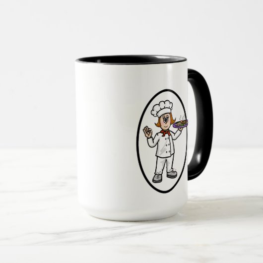 Chef femme Nom Mug (Devant droit)