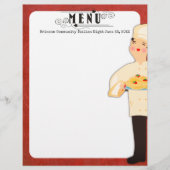 Chef femme pâtes italiennes spaghetti menu en-tête (Devant)