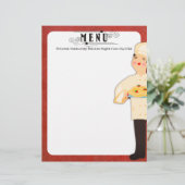 Chef femme pâtes italiennes spaghetti menu en-tête (Debout devant)