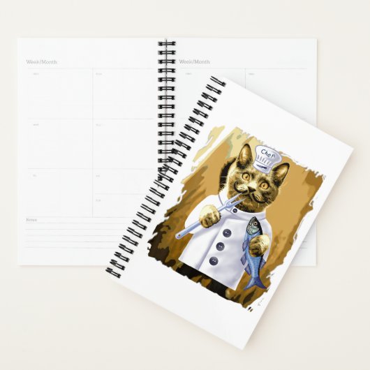 Chef Funny Cat Culatory Cooking Guru Kitchen Planner (Display)