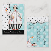 Chef Girl Cupcake Carte de visite - Cheveux noirs (Devant / Derrière)