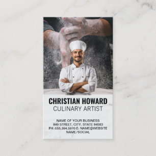 Chef glimlacht culinair bakkerij visitekaartje