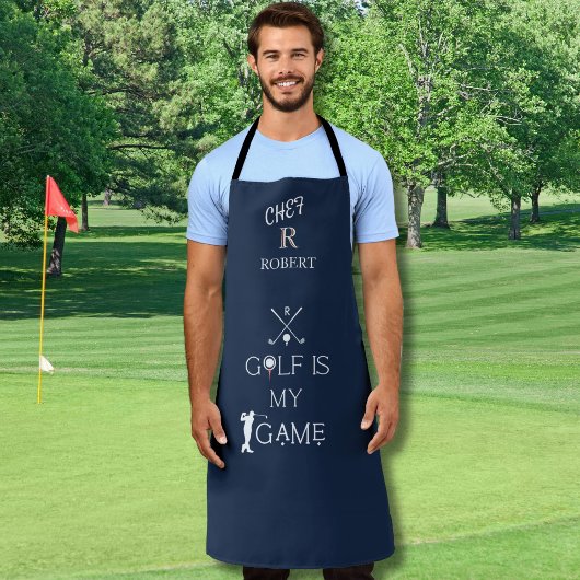 Chef & Golfer Zwart & Wit Aangepaste Monogram Naam Schort