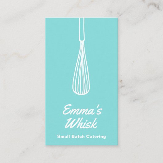 Chef Hand Drawn Whisk Logo Blue Visitekaartje (Voorkant)