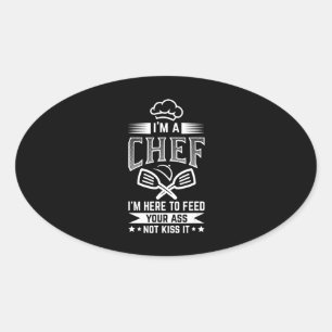 Chef hier voer niet kus koken liefhebber grappig c ovale sticker