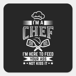 Chef hier voer niet kus koken liefhebber grappig c vierkante sticker