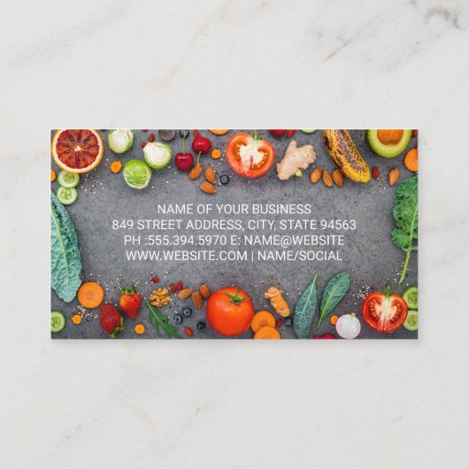 Chef Hoed Logo | Mes Groenten Visitekaartje (Achterkant)