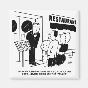Chef in Restaurant niet op Cartoon Magneet