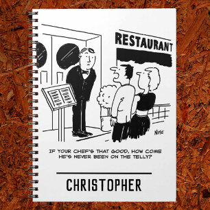 Chef in Restaurant niet op Cartoon Notitieboek