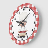 Chef italien Cartoon cuisine murale horloge (Angle)
