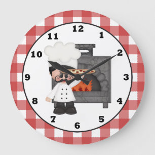 Chef italien cuisine amusante horloge murale