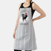 Chef Kitchen Rooster Striped Schort (Insitu)