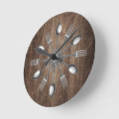 Chef Kitchen Utensils Elegant Dark Wood Ronde Klok (Hoek)